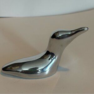 VTG Hoselton Canada Polished Bird Loon Aluminum Sculpture #1030 signed 2X4”READ